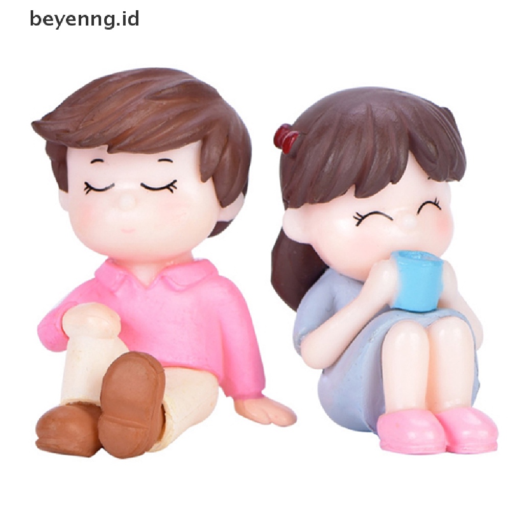 Beyen 2pcs/set Boneka Pecinta Mini Model Figure Pemandangan Peri Taman Ornamen ID