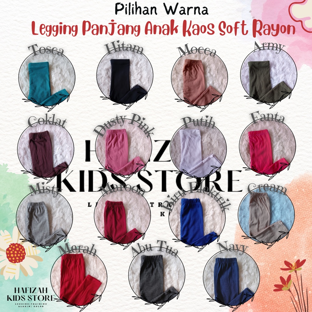 Legging Panjang Anak Kaos Soft Rayon Usia 4-5 th