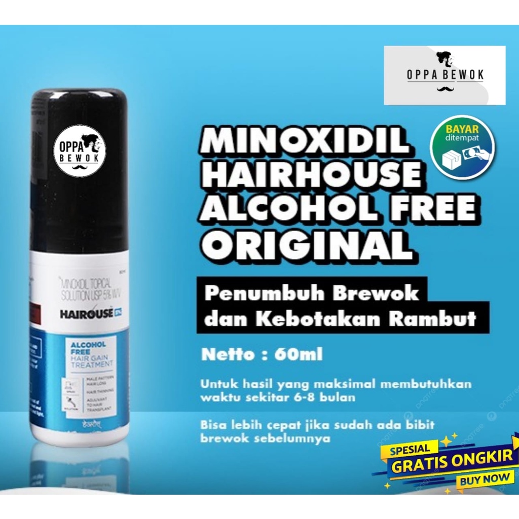 Hairouse Minoxidil hair and bread treatment penumbuh brewok pelebat rambut alis jambang jenggot