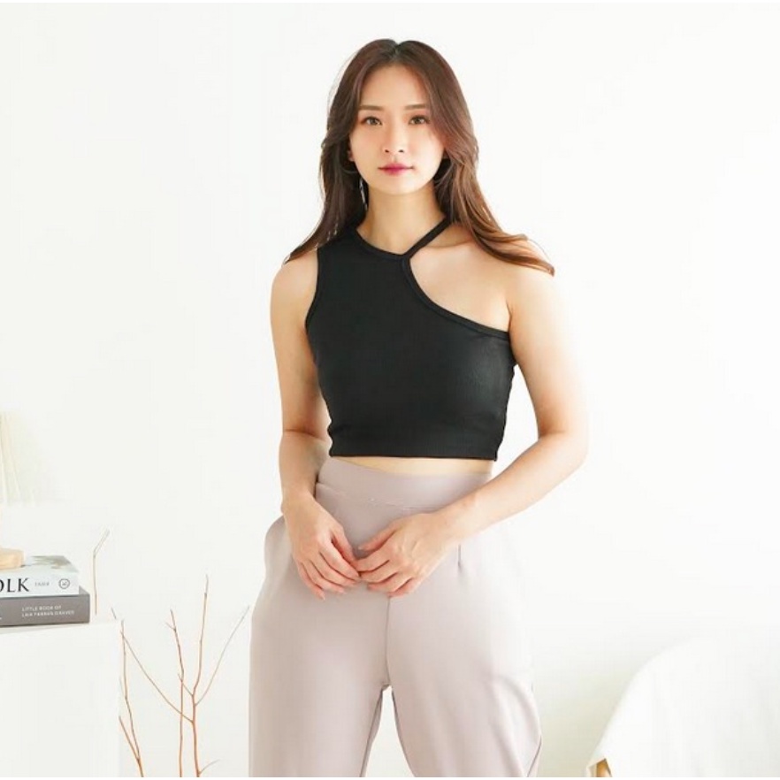 CAVALU Korean Knit Tank Top One Shoulder Crop Top 153