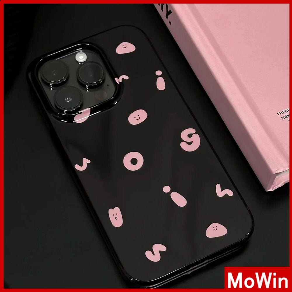 For iPhone 14 Pro Max iPhone Case Black Glossy TPU Soft Case Shockproof Protection Camera Pink Simple Letters Compatible with iPhone 13 Pro max 12 Pro Max 11 xr xs max 7Plus