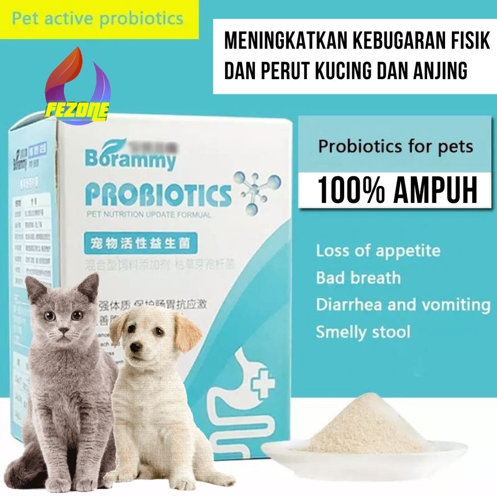 Borammy Probiotik Obat Diare Kucing Anjing FEZONE