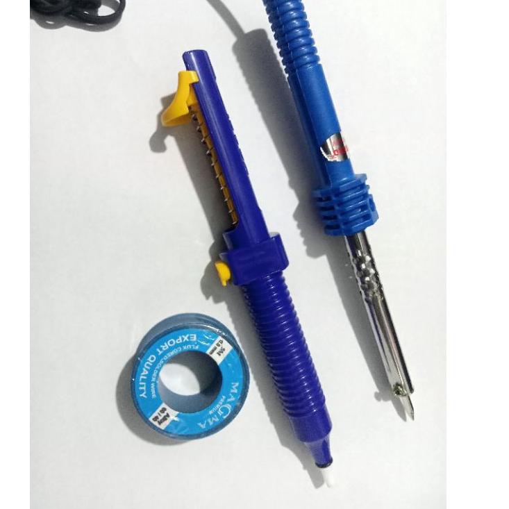 Grosir Terkini Solder listrik gagang alat patri + alat sedot timah + timah 5 meter