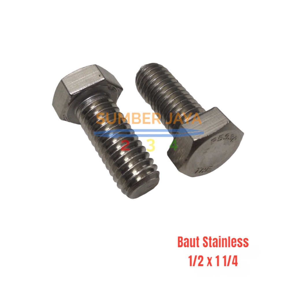 Baut Hexagon Stainless Steel 1/2&quot; x 1 1/4&quot;