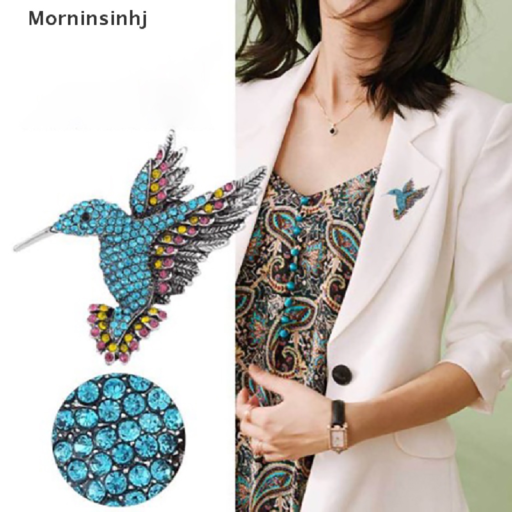 Mornin Bros Hummingbird Berlian Imitasi Untuk Wanita Perhiasan Gaya Burung Lucu Brooch Pin id