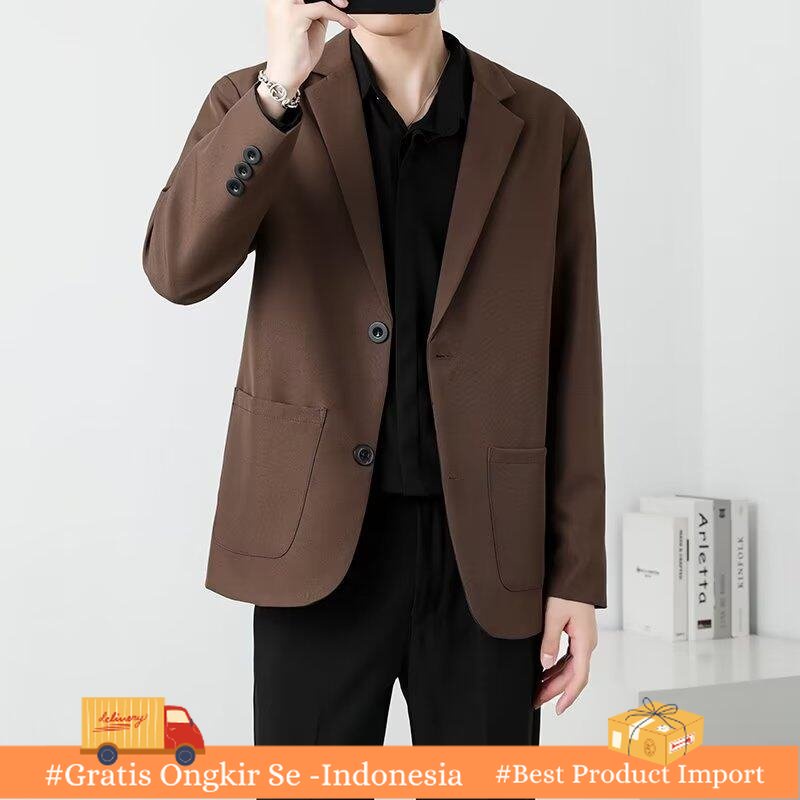 Jas Kantor Pria Jas  Korea Slim-Fit Single-West   Bisnis Kasual Kecil  Import Berkualitas
