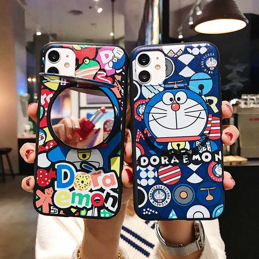 Case Cermin Rias Makeup OPPO A57 A77S A17 A96 A76 A36 A17K VIVO Y21S Y21A Y21E Y21T Y21G Y22S Y35 Y16 Y16 Y02S Kartun Lucu Doraemon