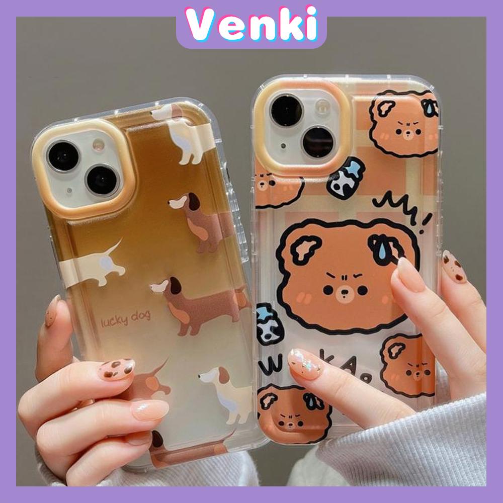 Case For iPhone 14 Pro Max Soft TPU Clear Jelly Airbag Case Cute Cartoon Bear and Puppy Camera Protection Shockproof For iPhone 14 13 12 11 Plus Pro Max 7 Plus X XR