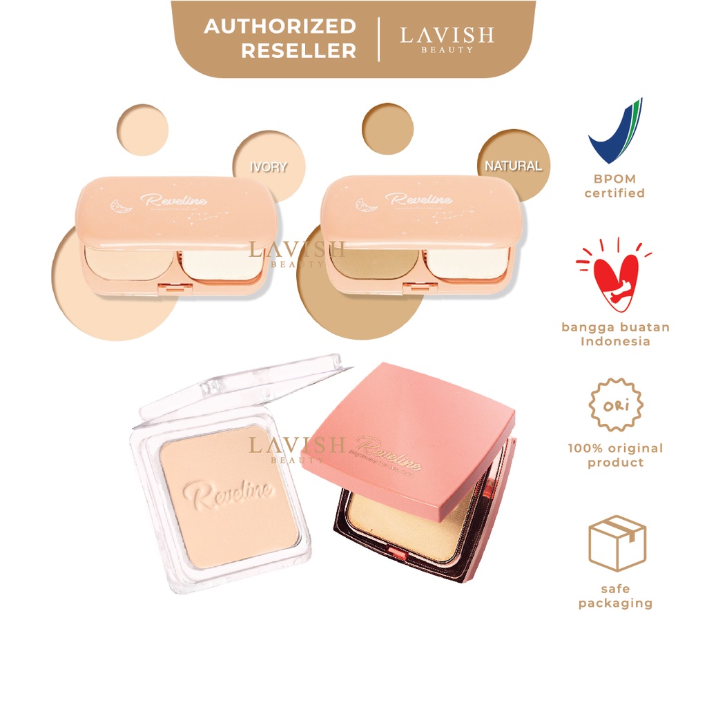 REVELINE Brightening Two Way Cake Bedak New Packaging Ivory // Natural // Natural Beige // Tropical 
