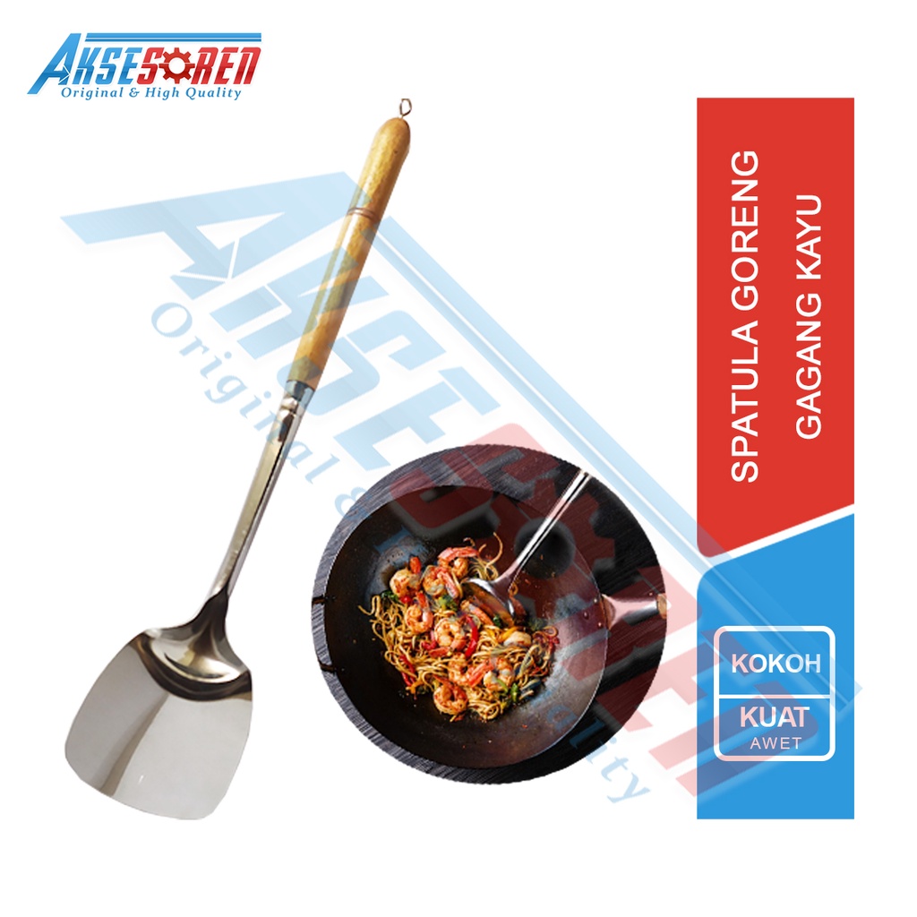 Jual Spatula Masak Anti Panas Gagang Kayu Sodet Penggorengan Susruk