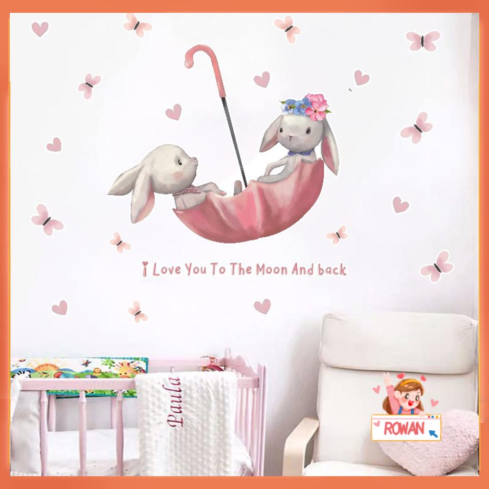 R-bunga Kelinci Balon Stiker Dinding DIY Kamar Tidur Ornamen Kawaii Hadiah Cat Air Motif Hewan
