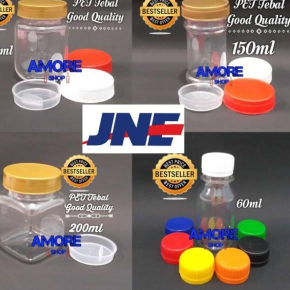 

☏ JNE - Botol Plastik Zamzam / Toples Plastik Sambal, Bumbu, Coklat, Kue 60ml 150ml 200ml ☃