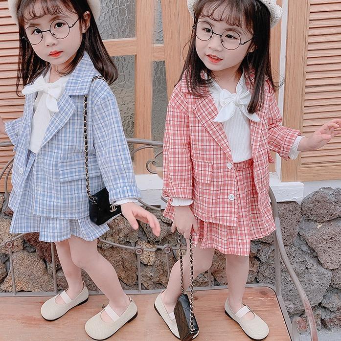CS IMPORT Setelan Set 3in1 Anak Perempuan Blouse+Blazer+Rok  Trend