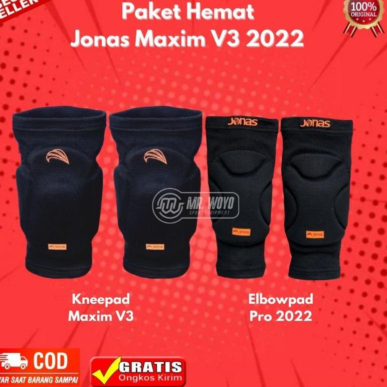 LANGSUNG ATC [PROMO] KNEEPAD JONAS / ELBOWPAD JONAS MAXIM V3 - Paket Hemat Kiper Futsal