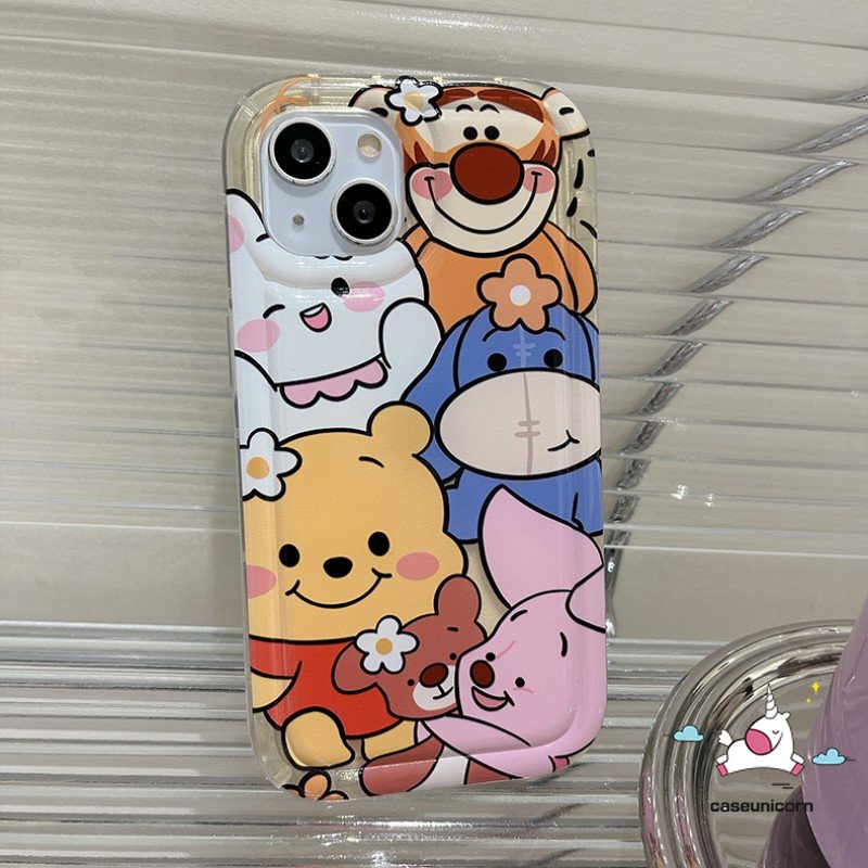 Casing Kompatibel Untuk iPhone 7plus XR 11 14 13 12 Pro MAX 6 6S 7 8 Plus X XS MAX Kartun Lucu Disney Winnie the Pooh Manyo Piglet Tigger Silicon Airbag Shockproof Soft Case Cover