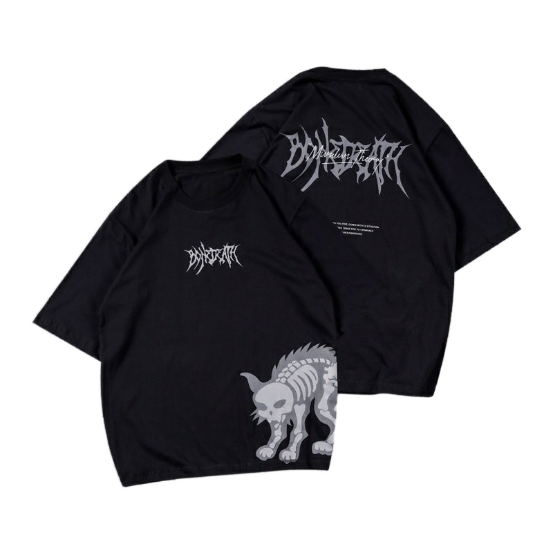 Kaos Cotton Combed Oversized Distro Cowok/Cewek Motif BONEDEATH