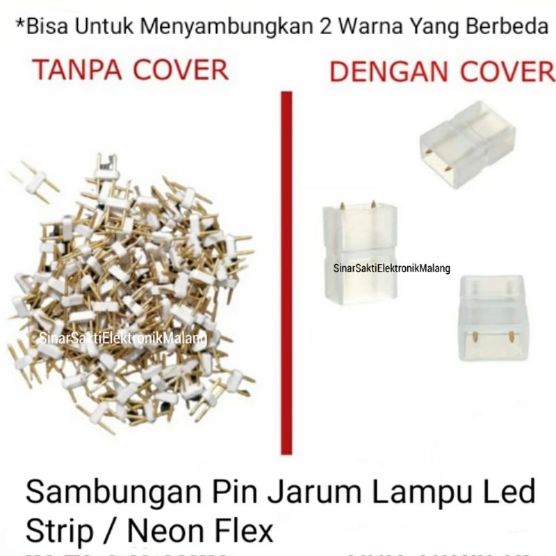 Pin Jarum Sambungan Soket Lampu Led Selang Strip Neon Flex RGB 5050 2835 Cover Socket Adaptor