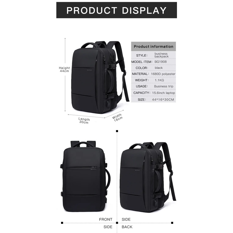 Bange BG1908 Tas Backpack Ransel Laptop Pria 15.6&quot; USB Expandable