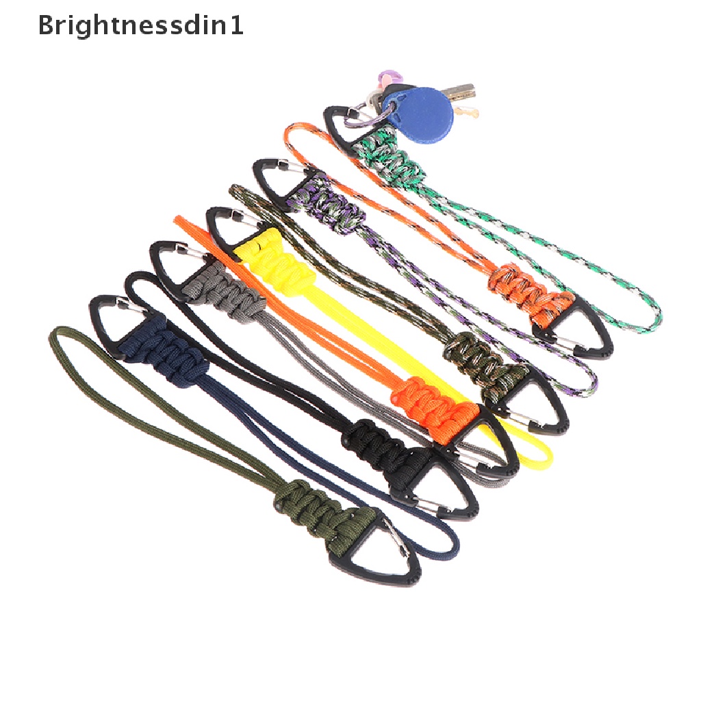 [Brightnessdin1] Paracord Gantungan Kunci Braided Lanyard Triangle Buckle Hook Parachute Cord Carabiner Butik