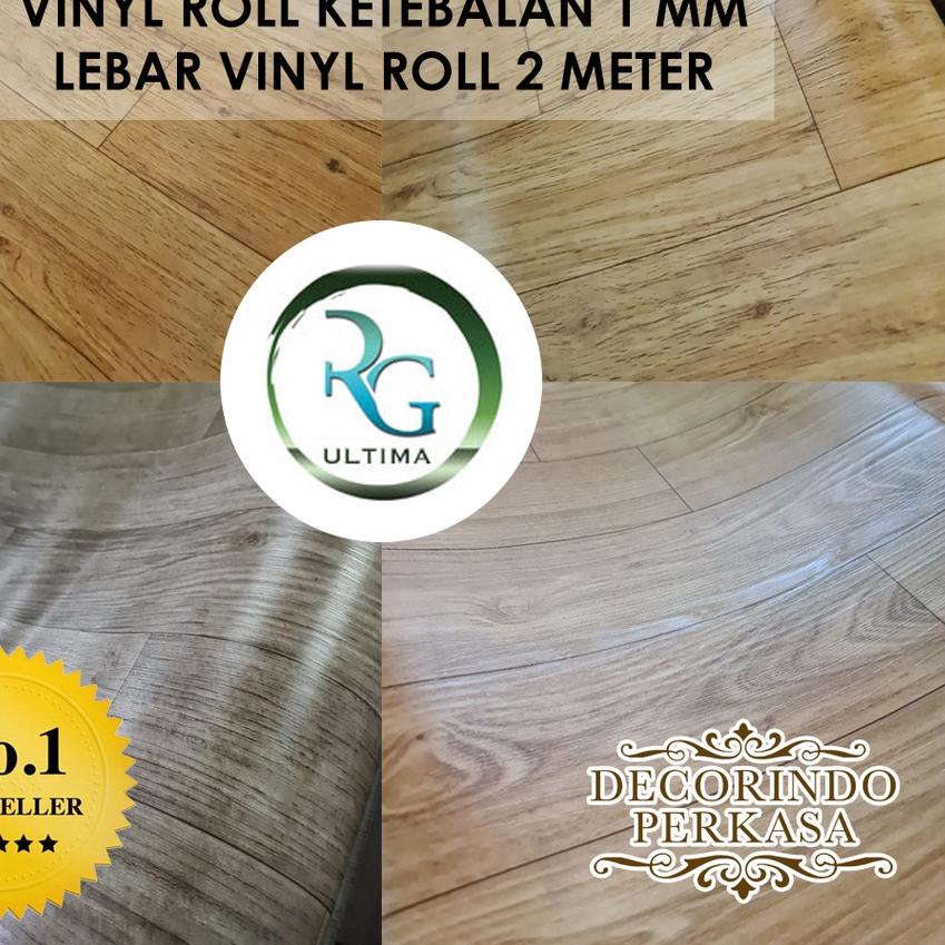 ♠ Karpet Vinyl Roll 1 mm RG Ultima Harga Per Meter Lari Lantai Vinyl Motif Kayu ◊