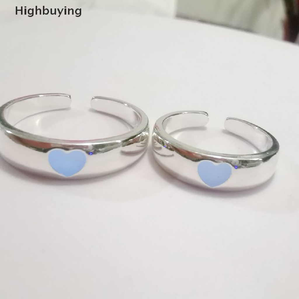 Hbid 1pasang Mode Baru Cinta Jantung Cincin Pembukaan Adjustable Retro Fluorescent Rings Bercahaya Pasangan Jantung Cincin Vintage Jari Gadis Pesta Perhiasan Hadiah Glory