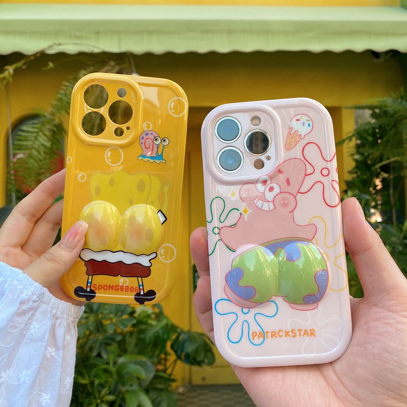 Pinch Swelling SpongeBob &amp; Patrick Star Backside Soft Case HP iP iPhone 14 Plus 11 12 13 Pro Max New Casing Apple
