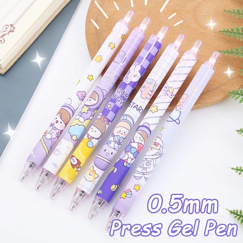 1 Pc Kawaii Lucu Press Pen Kartun Ungu Planet 0.5 mm Hitam Tinta Gel Pulpen Mahasiswa Tulis Alat Tulis Kantor Perlengkapan Sekolah