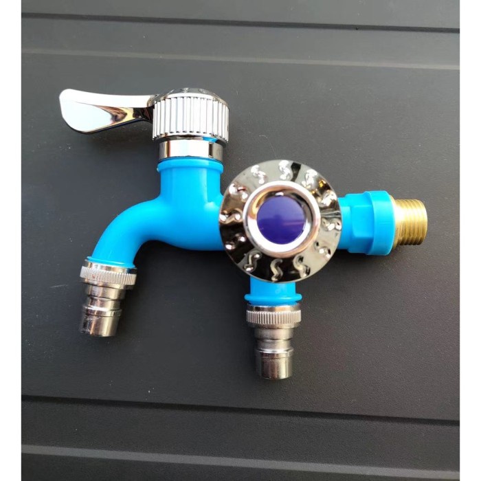 Keran Cabang Shower ABS Kran Air Double Plastik Kran Cabang 2