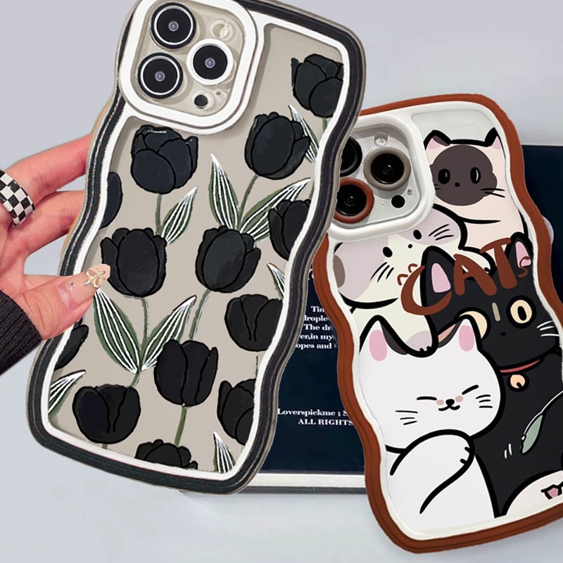 Case Untuk Iphone14 14 Pro MAX 11 Pro 11 Pro Max12 12 Pro 12 Pro MAX iPhone 13 Pro MAX X XR XS MAX 6 6S 7 8 Plus SE 2020 Desain Kartun Kucing Bebek Warna Lucu Besar Case Gelombang DGX