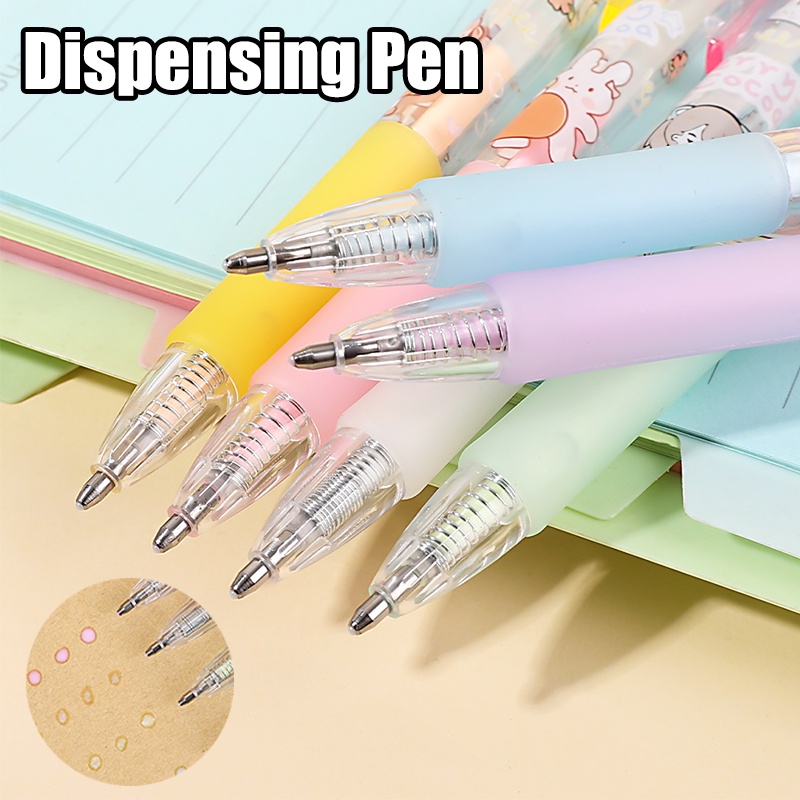 Pulpen Dispenser Kartun Lucu/Pena Lem Perekat Halaman Warna-Warni Cepat Kering Cair