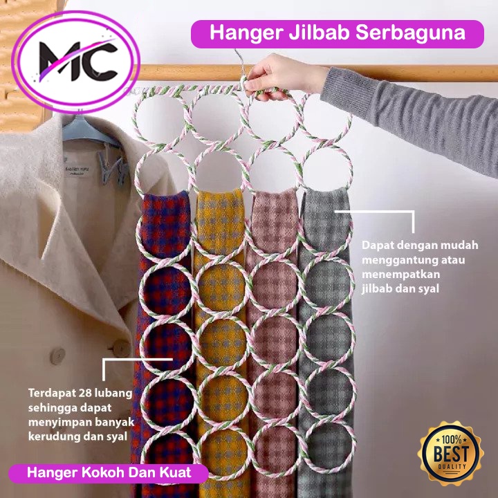 Hanger Hijab Gantung Bulat Aesthetic Gantungan Jilbab Kerudung Penggatung Syal serbaguna Hanger Penghemat Tempat Lemari