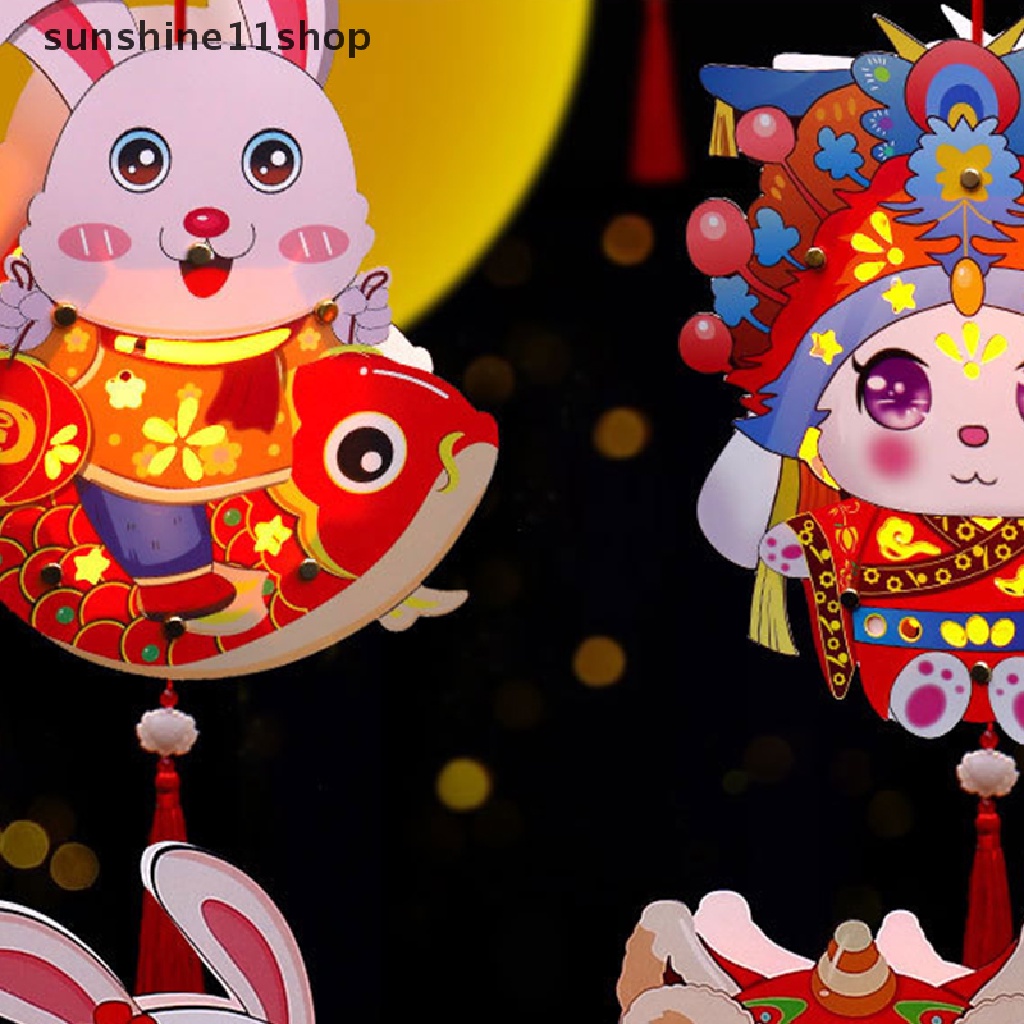 Sho 1Set 2023tahun Kelinci Lampion Festival Musim Semi Handmade DIY Lentera Bahan Paket Lentera Festival Lentera Bercahaya Perlengkapan Dekorasi N