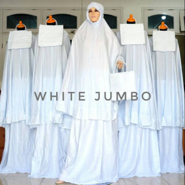 mukena rayon Bali Jumbo Putih Polos B1Z7 model baru renda excluesiv model baru remaja katun bagus long elegan dan mewah mukena premium lebaran crinkle quali untuk lebaran viral resleting best seller murah