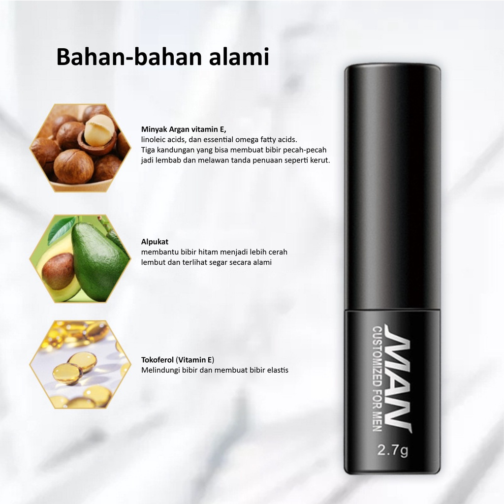 Lip Balm Man,Pelembab bibir Permanen Pria Balm MAN Natural Bibir Kering Lipbalm