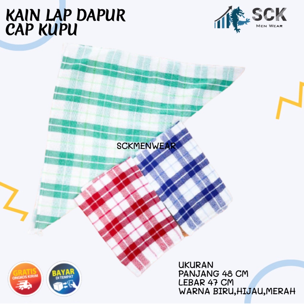 [ISI 3] Serbet CAP KUPU / KAIN LAP DAPUR MOTIF KOTAK KAIN KATUN - sckmenwear GROSIR