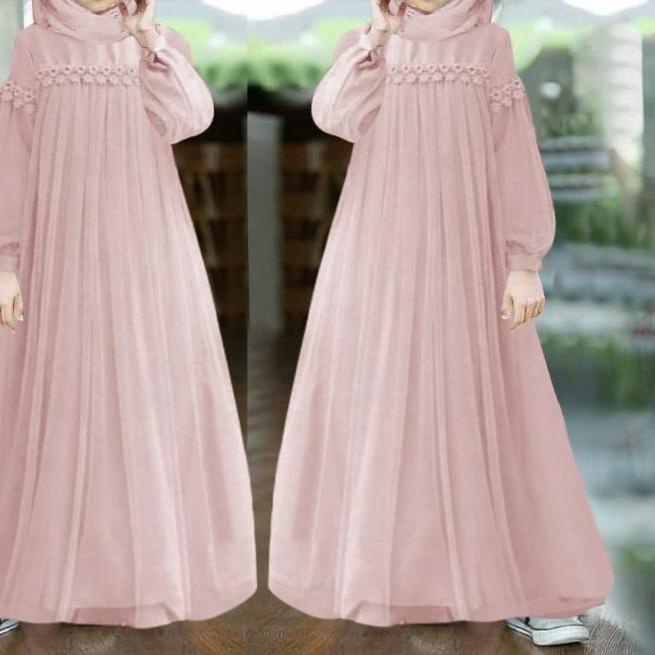 ✸ MAXY NURAINI KID ANAK, RENDA TILE, MOSCREPE PREMIUM, GAMIS HIJAB MUSLIM, DRESS, 3 UKURAN ►
