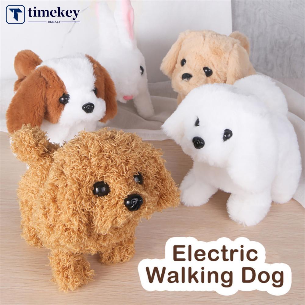 Timekey Electric Walking Barking Dog Lucu Smart Puppy Robot Anjing Balita Mainan Kawaii Elektronik Mainan Mewah Untuk Pesta Ulang Tahun Halloween H5W1