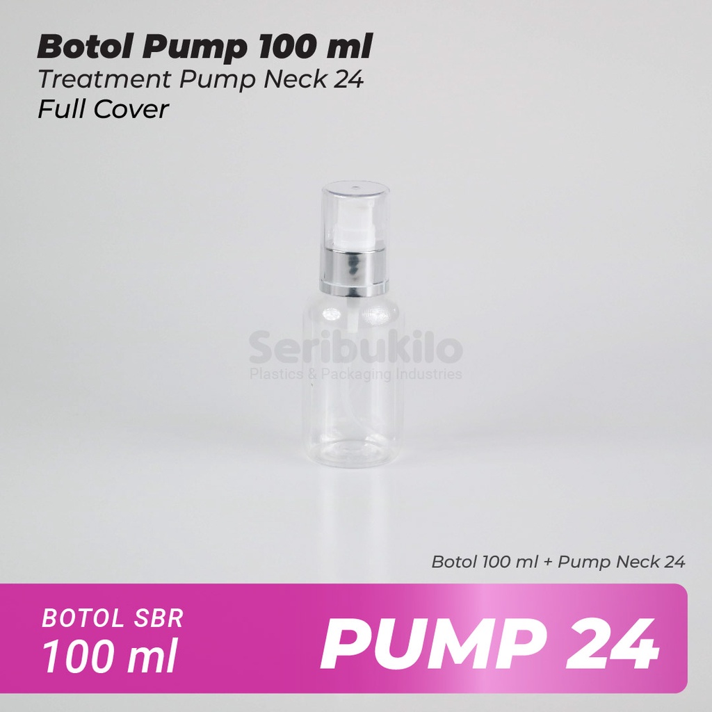 Botol Pump 100 ml SBR/Botol PET Treatment Pump 100 ml Pink &amp; Silver Full Cover