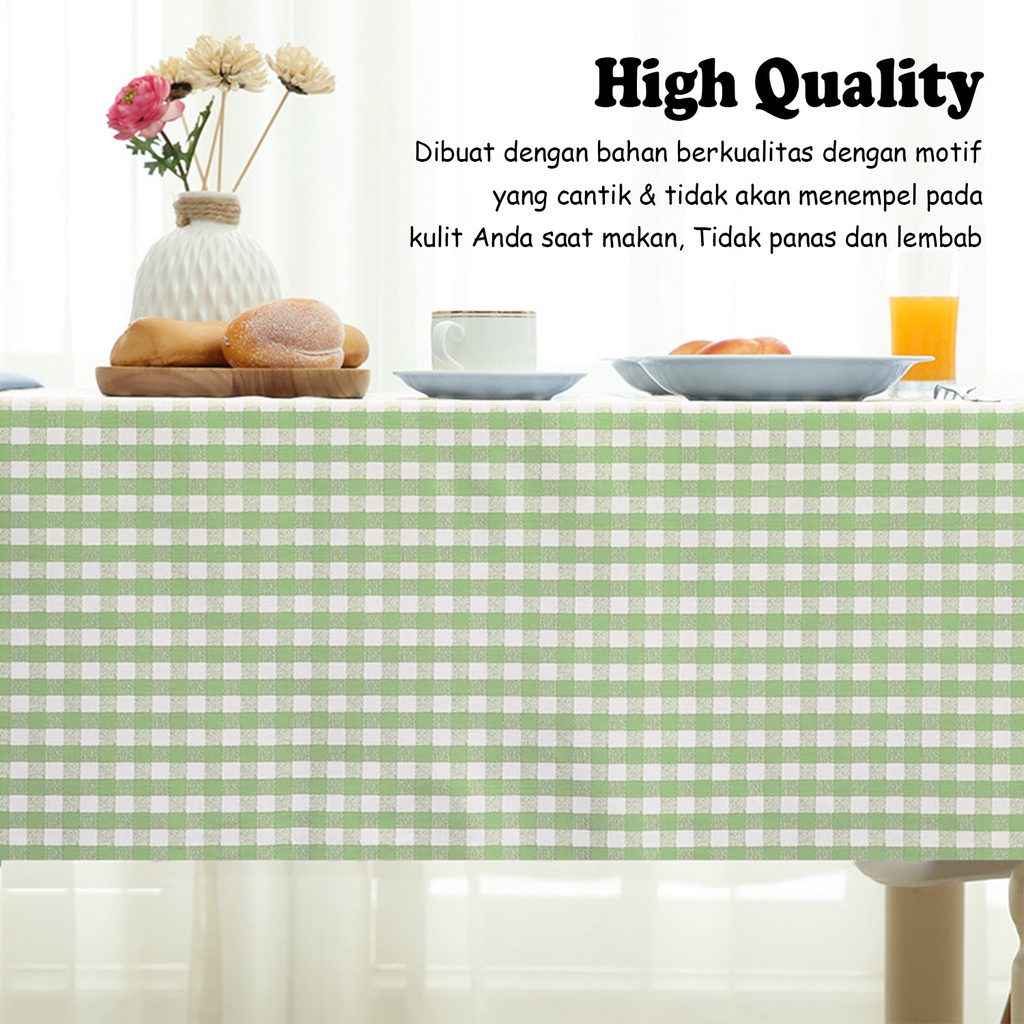 Taplak Meja Makan Persegi Panjang Premium Motif Kotak Ukuran 152x228cm Bahan PEVA Tebal Perlengkapan Rumah Tangga Import - D12-3D - 88 Blanketstore