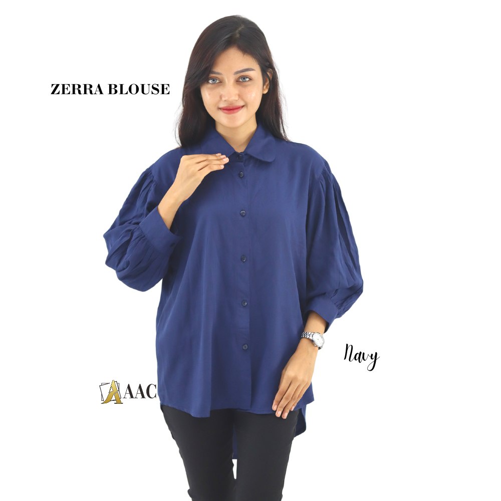 Zerra Blouse, Kemeja Wanita Lengan Balon