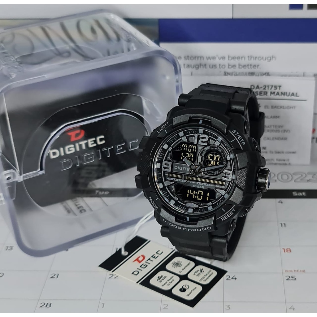 BEST SELLER JAM TANGAN PRIA DIGITEC DG2175 ORIGINAL DOUBLE TIME TALI RUBBER DM 5.4CM FREE BOX &amp; BATERAI || JAM TANGAN FASHION PRIA JAM TANGAN COWOK MURAH