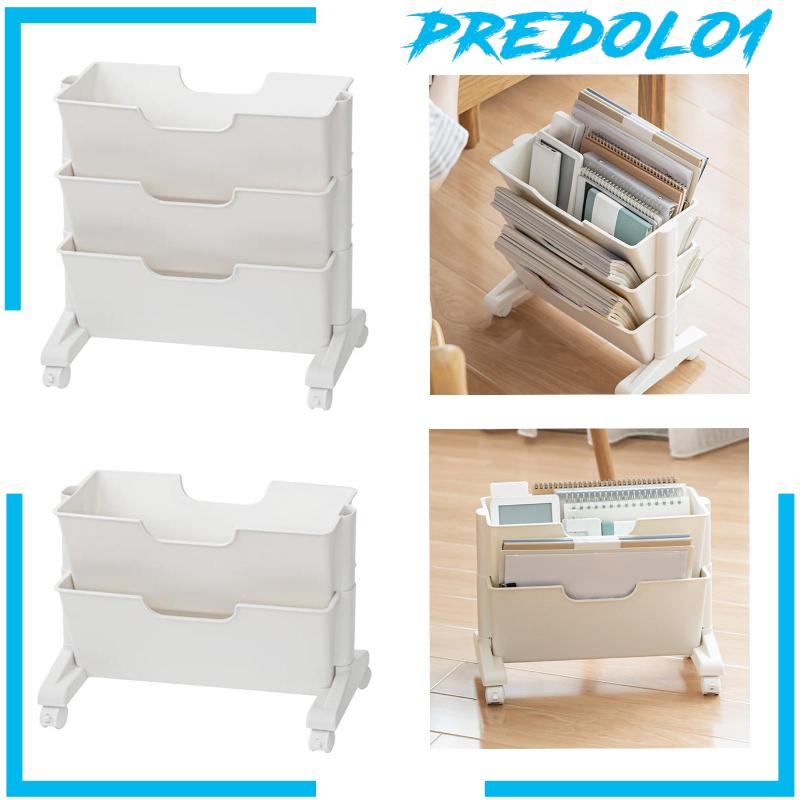 [Predolo1] Rak Buku Bergerak Dengan Roda Caster Rolling Shelving Compact Untuk Bufet