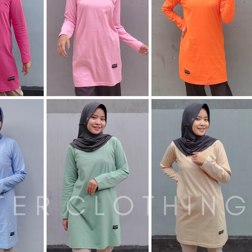 ➨ kaos tunik giter bahan katun combed  original - tunik kaos oversize - baju olahraga muslimah ( gre