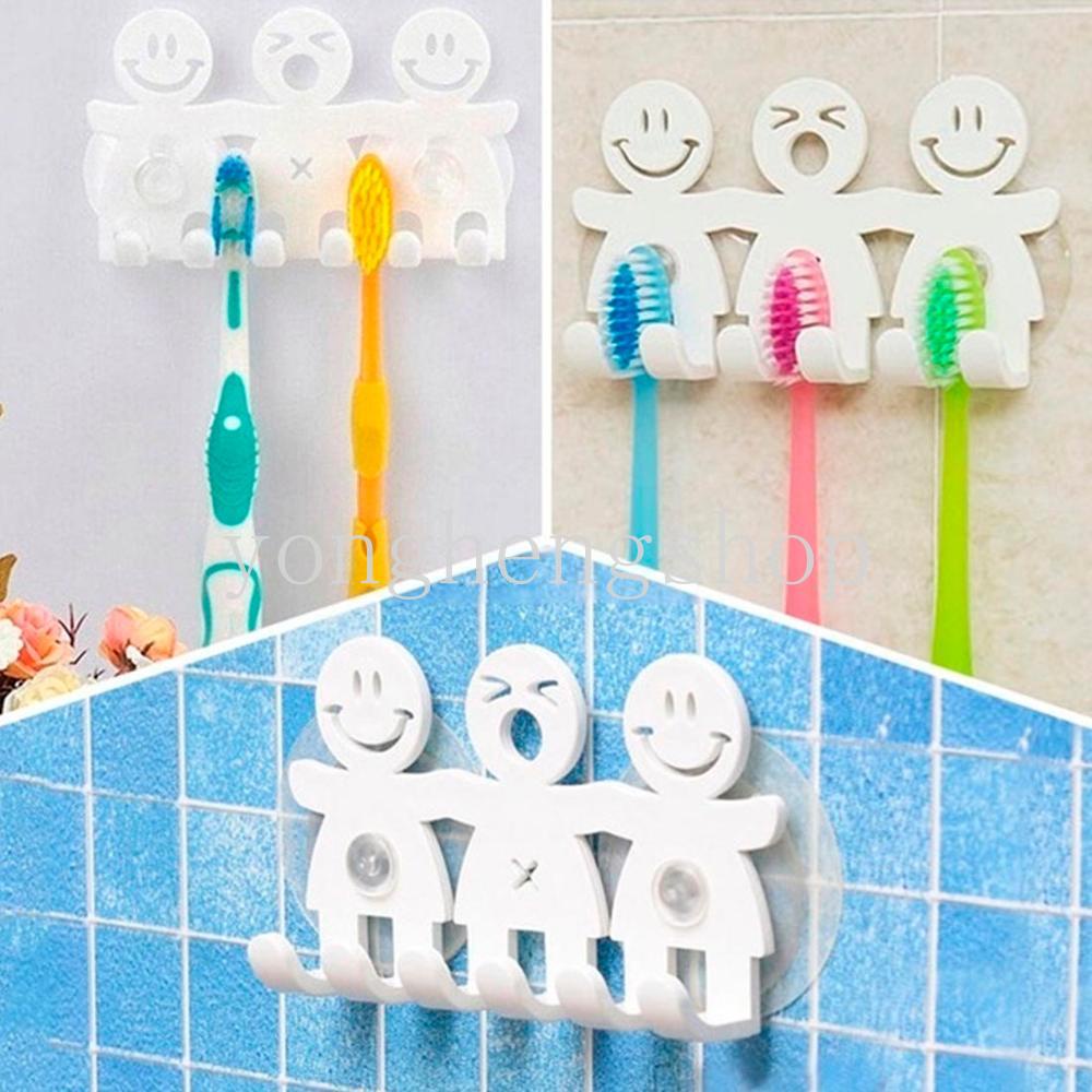 Stand Holder Sikat Gigi 5 Posisi Motif Smiley Face Untuk Kamar Mandi