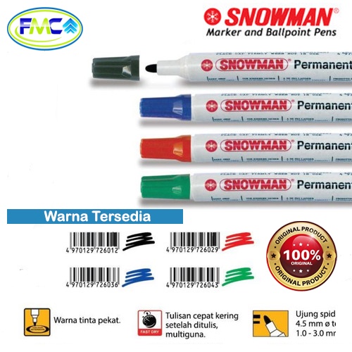 

Spidol Snowman Permanen Besar Warna Hitam Merah Biru Sepidol Permanent Marker Asli Original