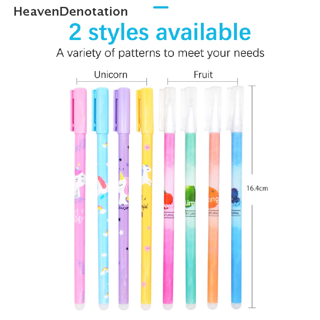 [HeavenDenotation] 4pcs/set Unicorn Erasable Gel Pen 0.5mm Kawaii Blue Black Ink Wrig Pens Pegangan Dapat Dicuci Untuk Perlengkapan Alat Tulis Kantor Sekolah HDV