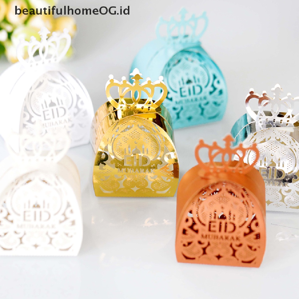 // Beautifulhomeog.id// 10Pcs EID Mubarak Candy Box Gift Packaging Kotak Tas Perlengkapan Ramadhan Kareem **