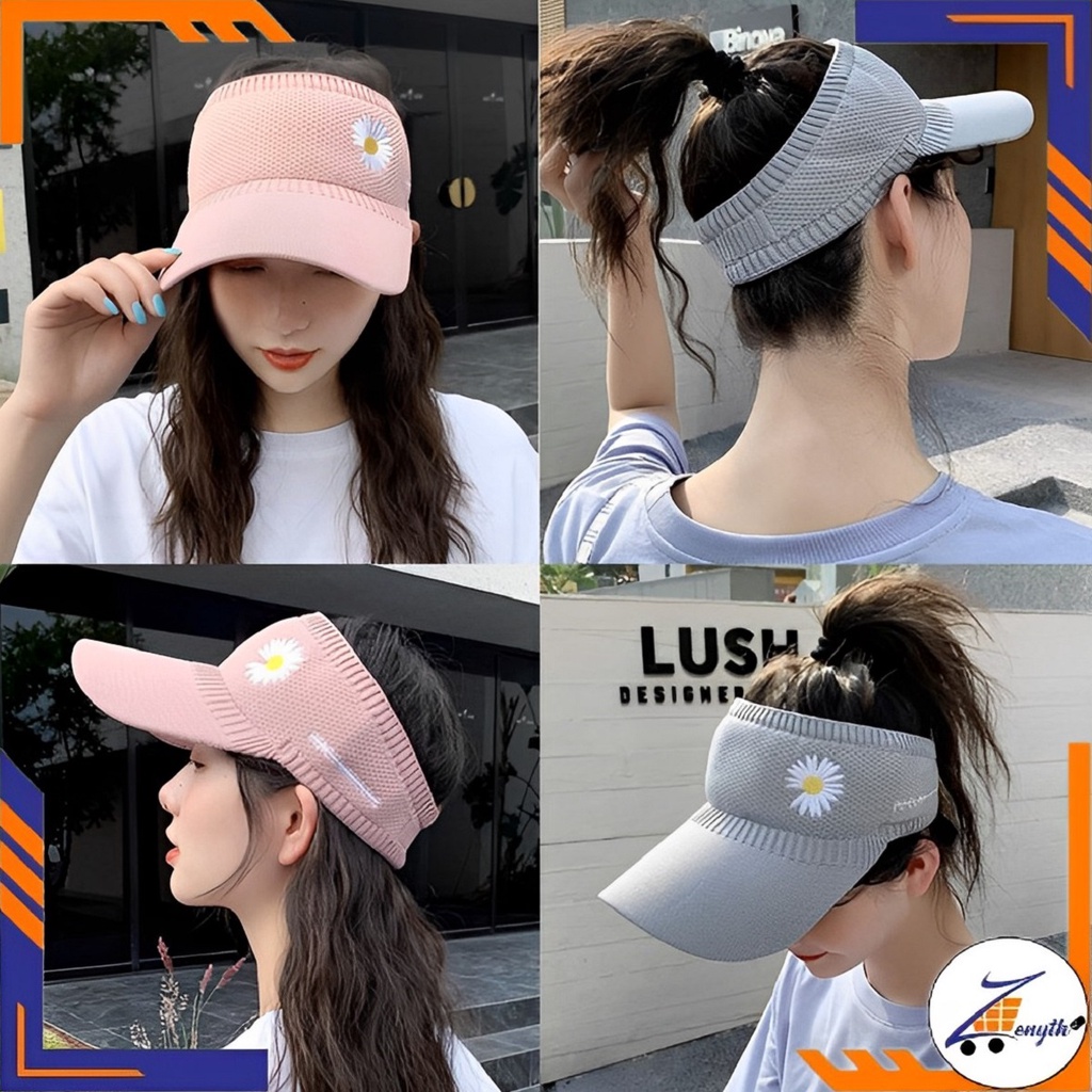 Topi ZL Flower / Topi Pantai Golf Senam Wanita Matahari Rajut Sport Olahraga