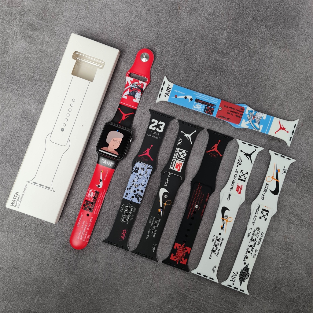Strap Print silicone Apple Watch IWO HW 49 45 44 42 41 40 38 mm Tali Jam Tangan Sport Print Band iWatch Seri 1 2 3 4 5 6 7 8 9 SE ULTRA