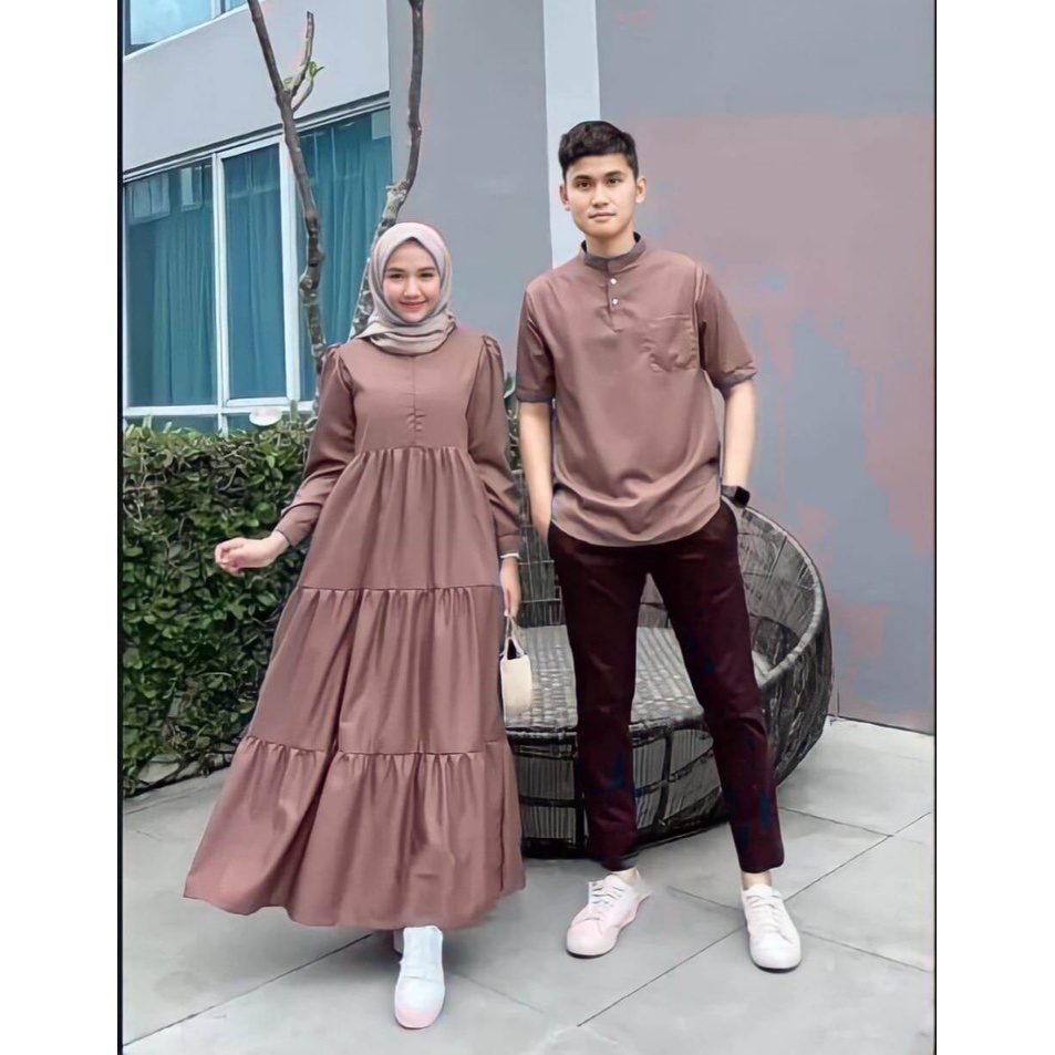 Gamis Baju Muslim Wanita Couple Kondangan Abaya Hitam Dress Korea Busui Pasangan Keluarga Terbaru Re
